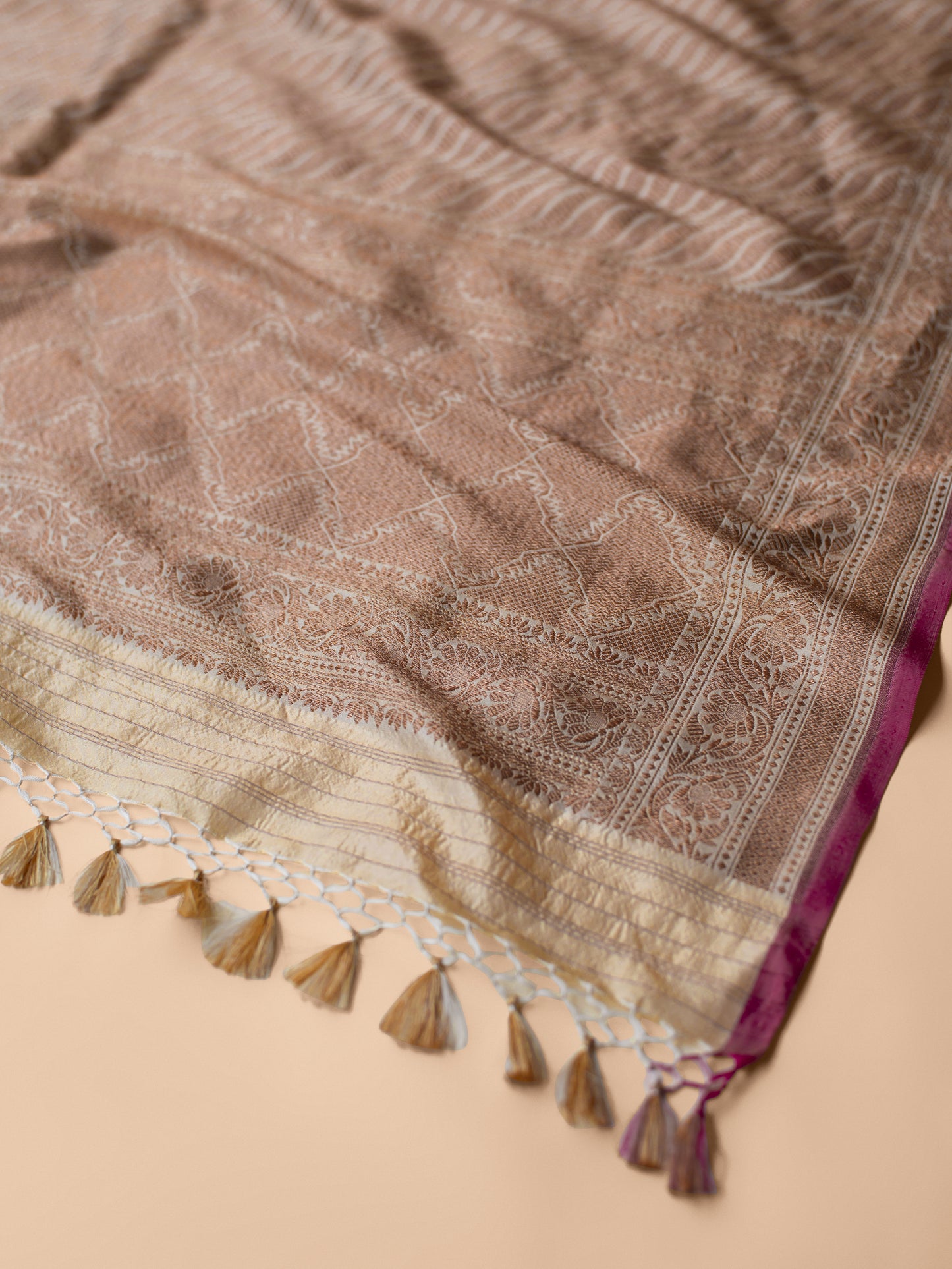 Handwoven Beige Silk Dupatta