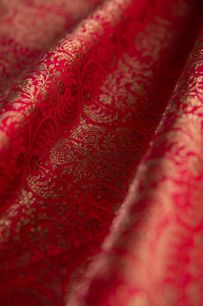 Handwoven Red Silk Fabric