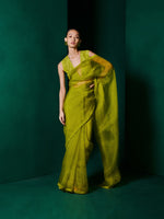Handwoven Moss Green Organza Saree