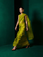 Handwoven Moss Green Organza Saree