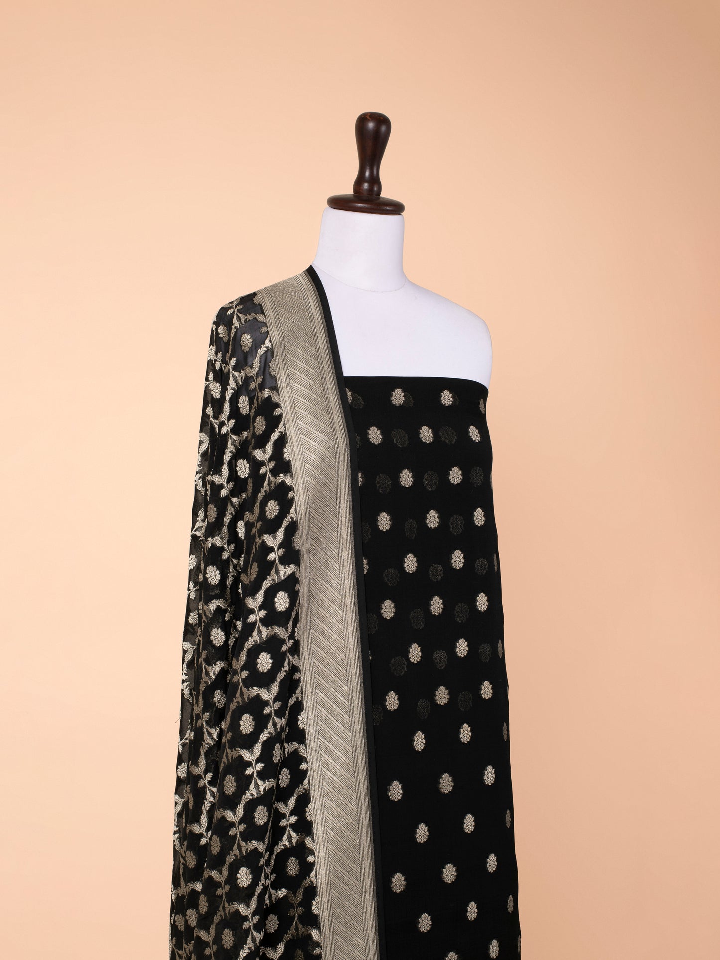 Handwoven Black Georgette Suit  Piece