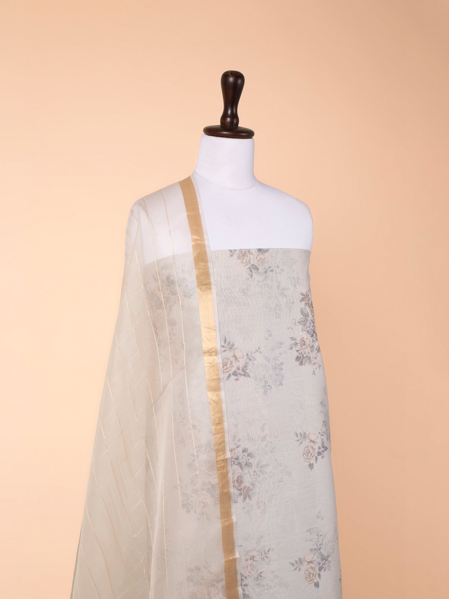 Handwoven Off White Chanderi Suit  Piece