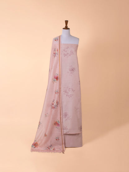 Handwoven Pink Chanderi Suit  Piece