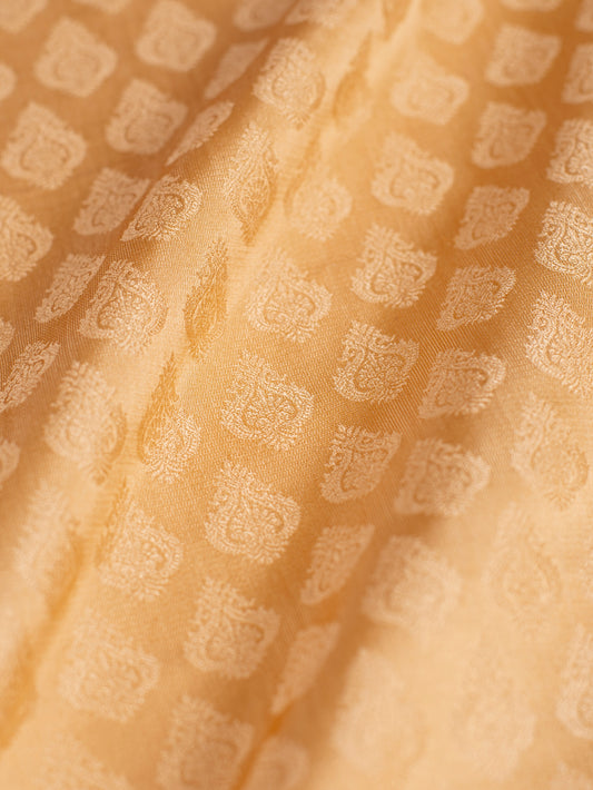 Handwoven Beige Satin Silk Fabric