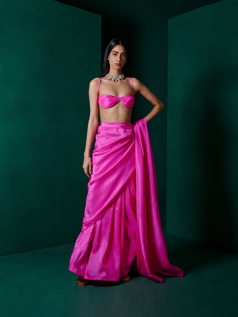Handwoven Ekaya Pink Silk Saree