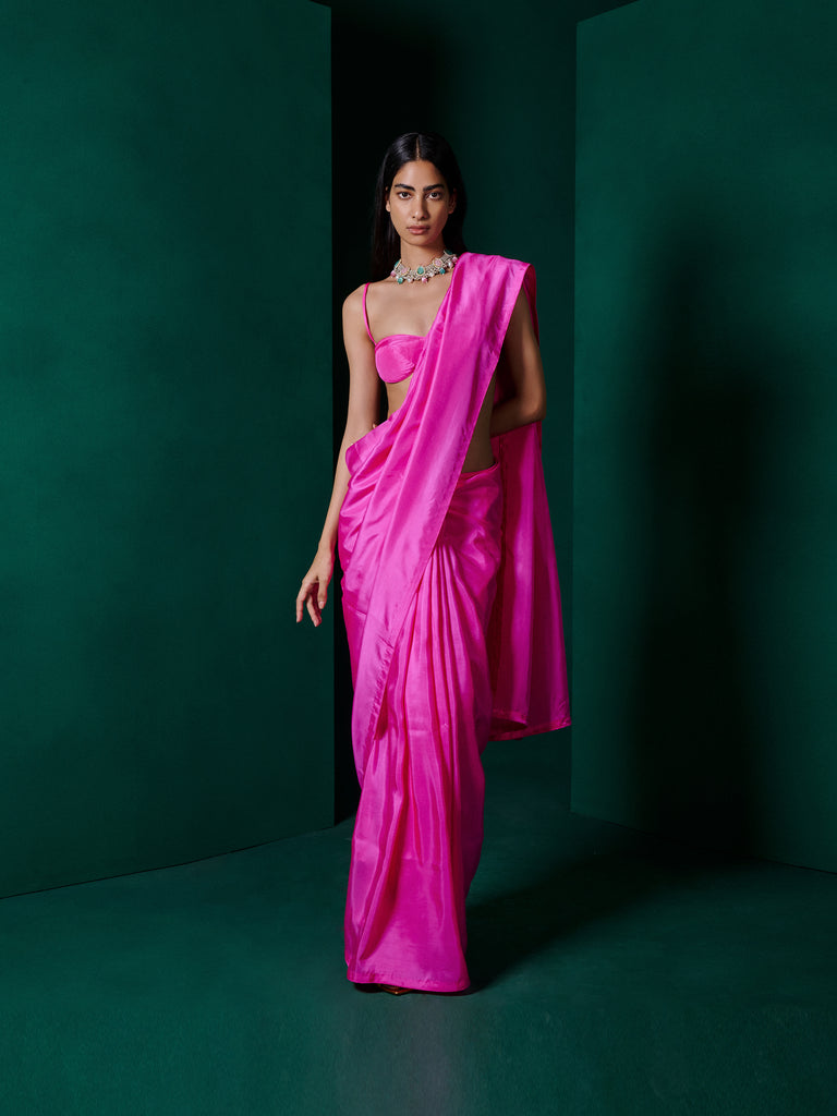 Handwoven Ekaya Pink Silk Saree