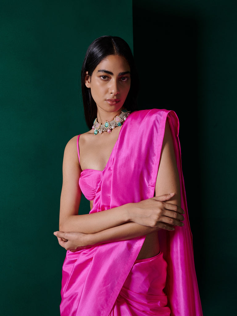 Handwoven Ekaya Pink Silk Saree