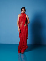 Handwoven Ruby Red Organza Saree