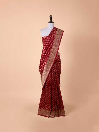 Handwoven Maroon Silk Saree