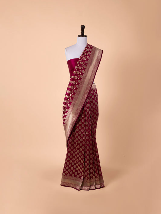 Handwoven Magenta Silk Saree