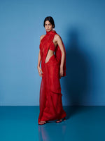 Handwoven Ruby Red Organza Saree