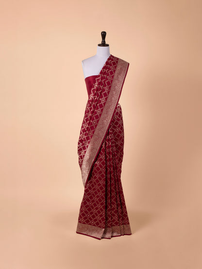 Handwoven Maroon Silk Saree