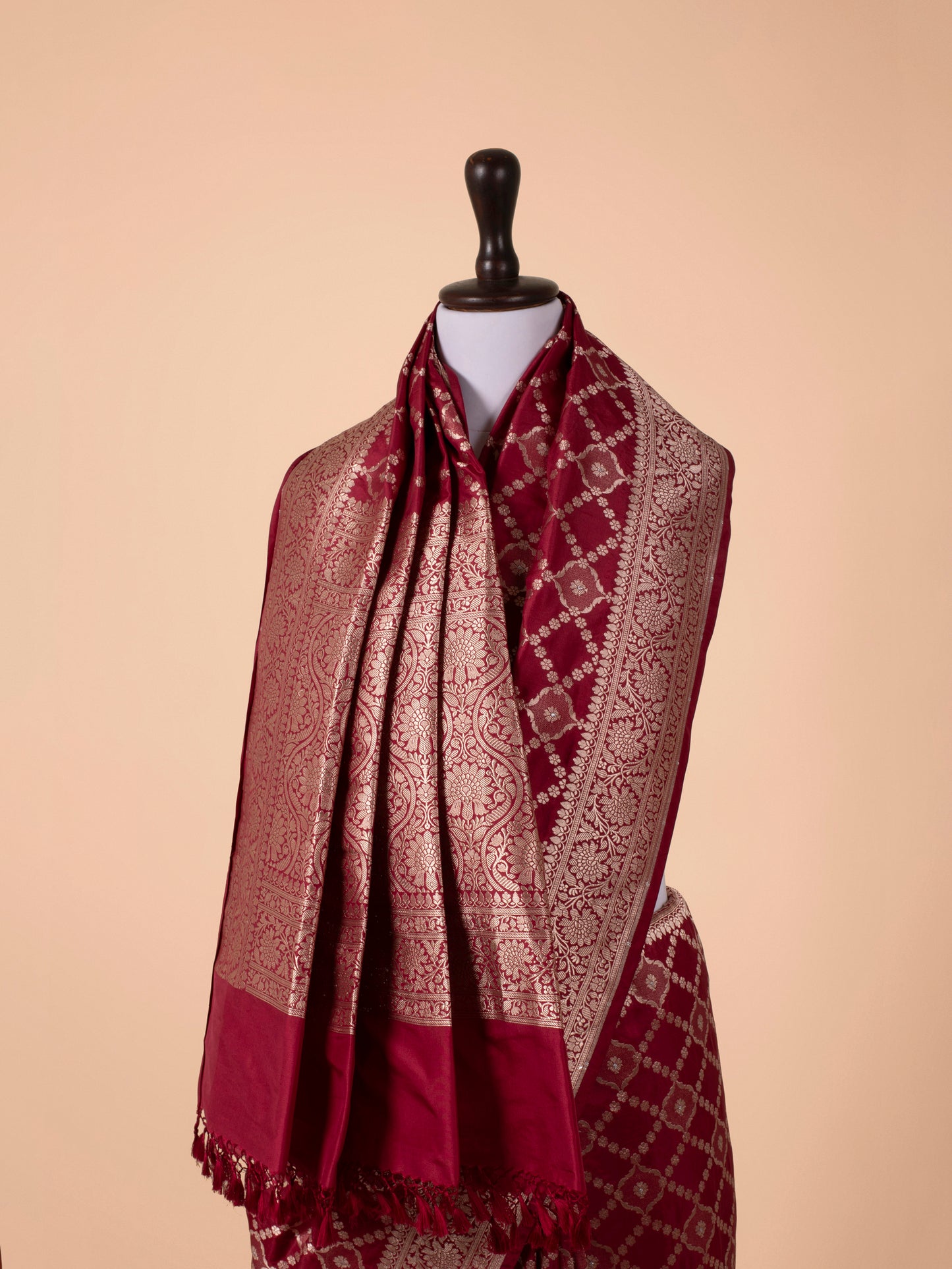 Handwoven Maroon Silk Saree