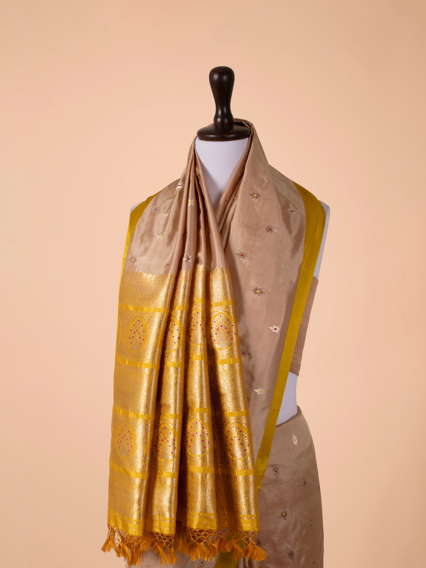 Handwoven Peach Silk Saree