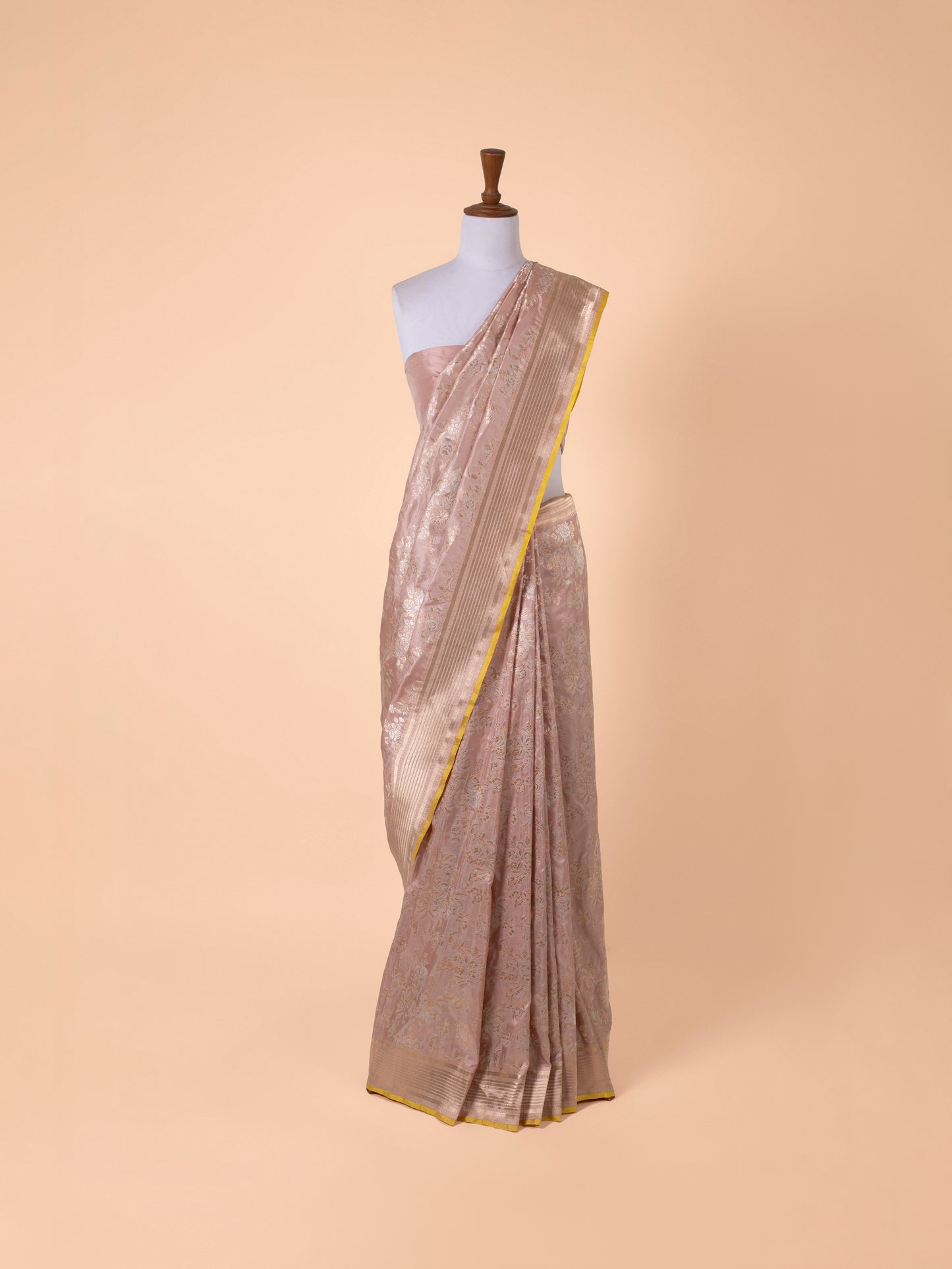 Handwoven Peach Silk Saree