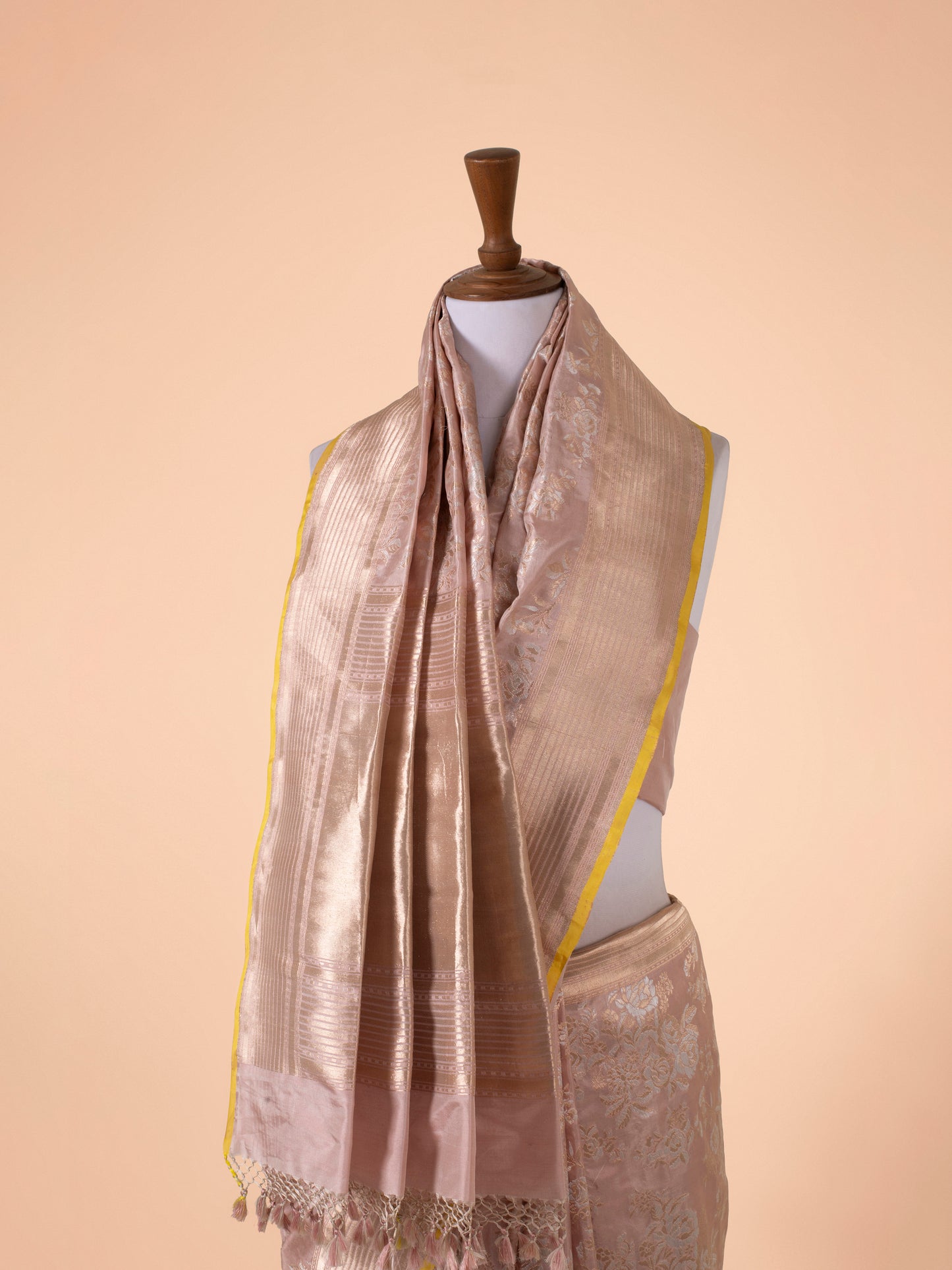 Handwoven Peach Silk Saree