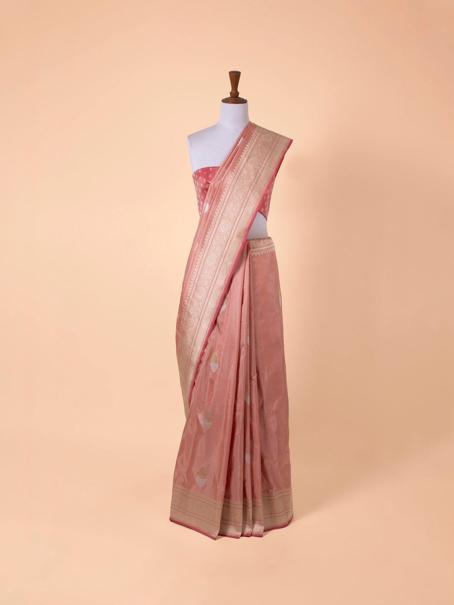 Handwoven Peach Silk Saree