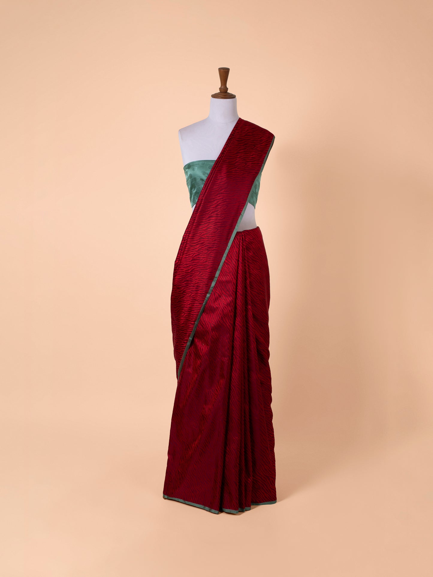 Handwoven Red Satin Silk Saree