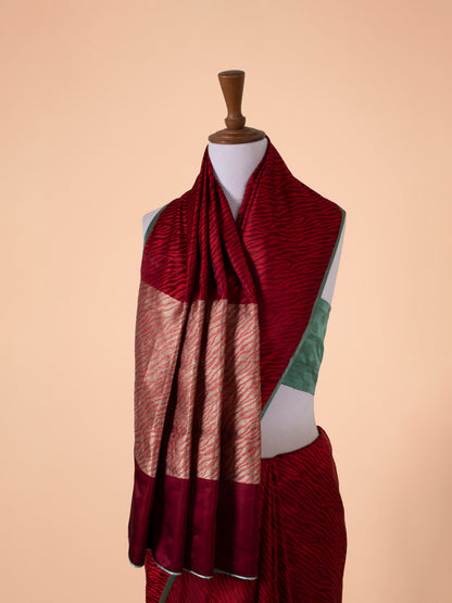 Handwoven Red Satin Silk Saree