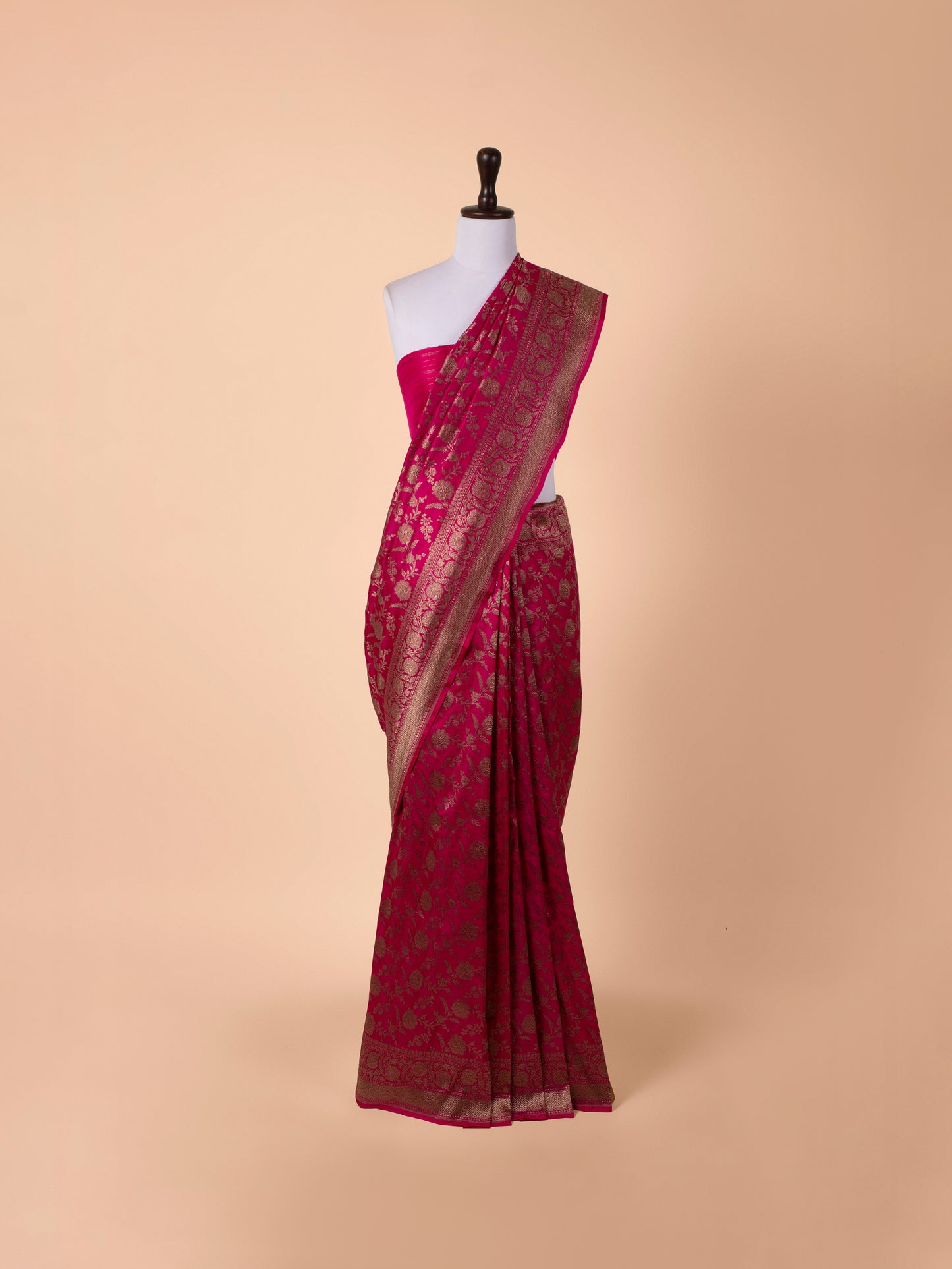 Handwoven Rani Pink Silk Saree