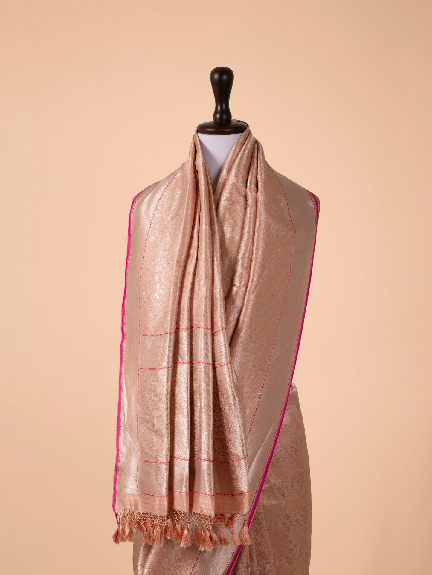 Handwoven Peach Silk Saree