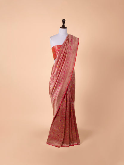 Handwoven Rani Pink Silk Saree