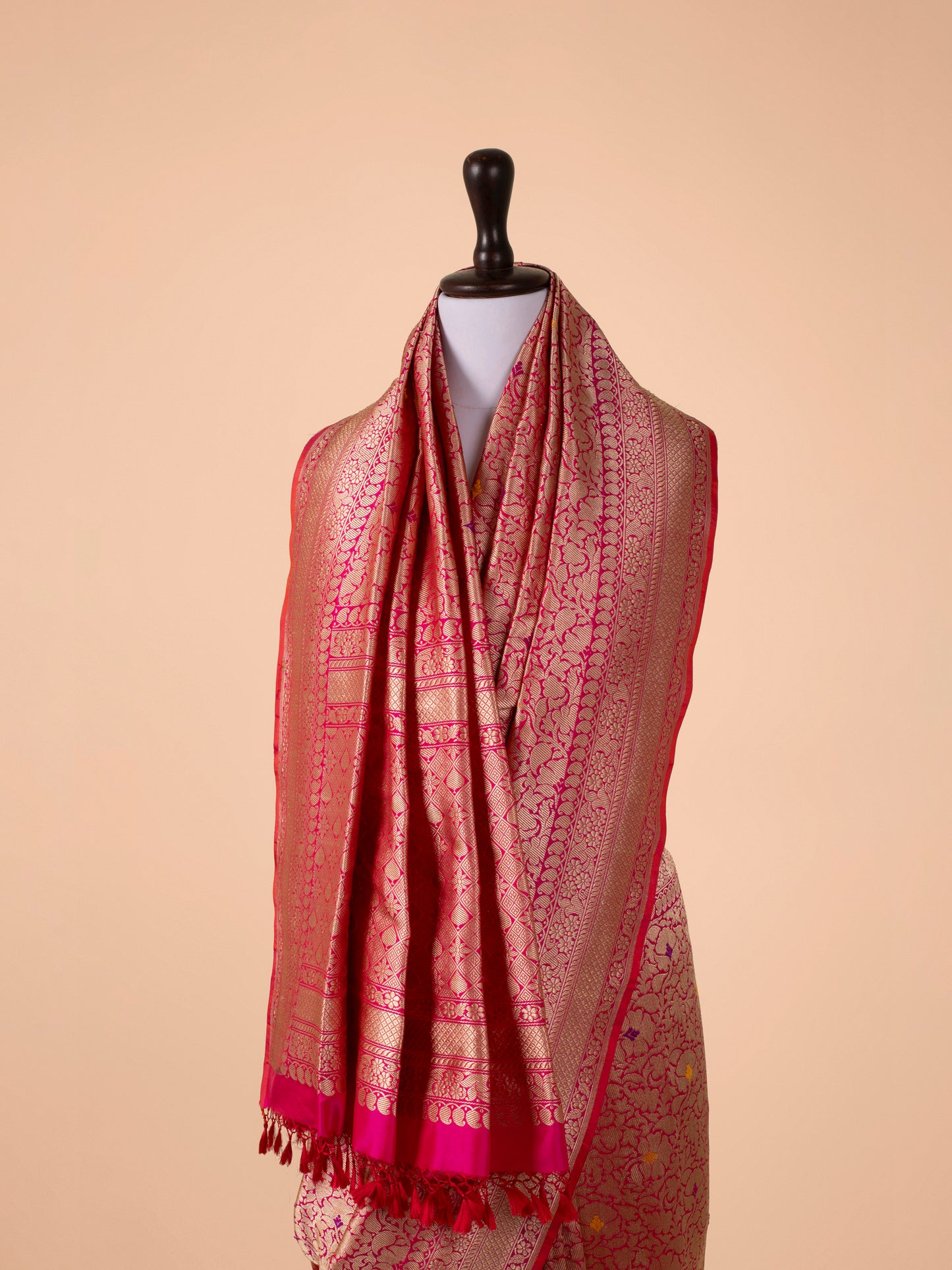 Handwoven Rani Pink Silk Saree