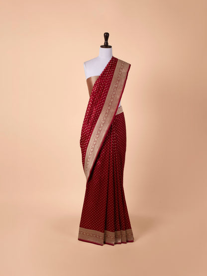 Handwoven Maroon Silk Saree