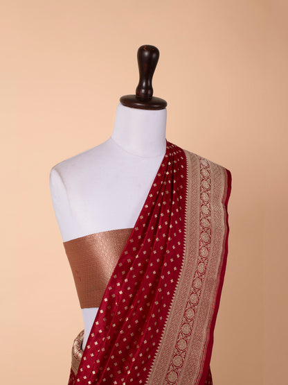 Handwoven Maroon Silk Saree