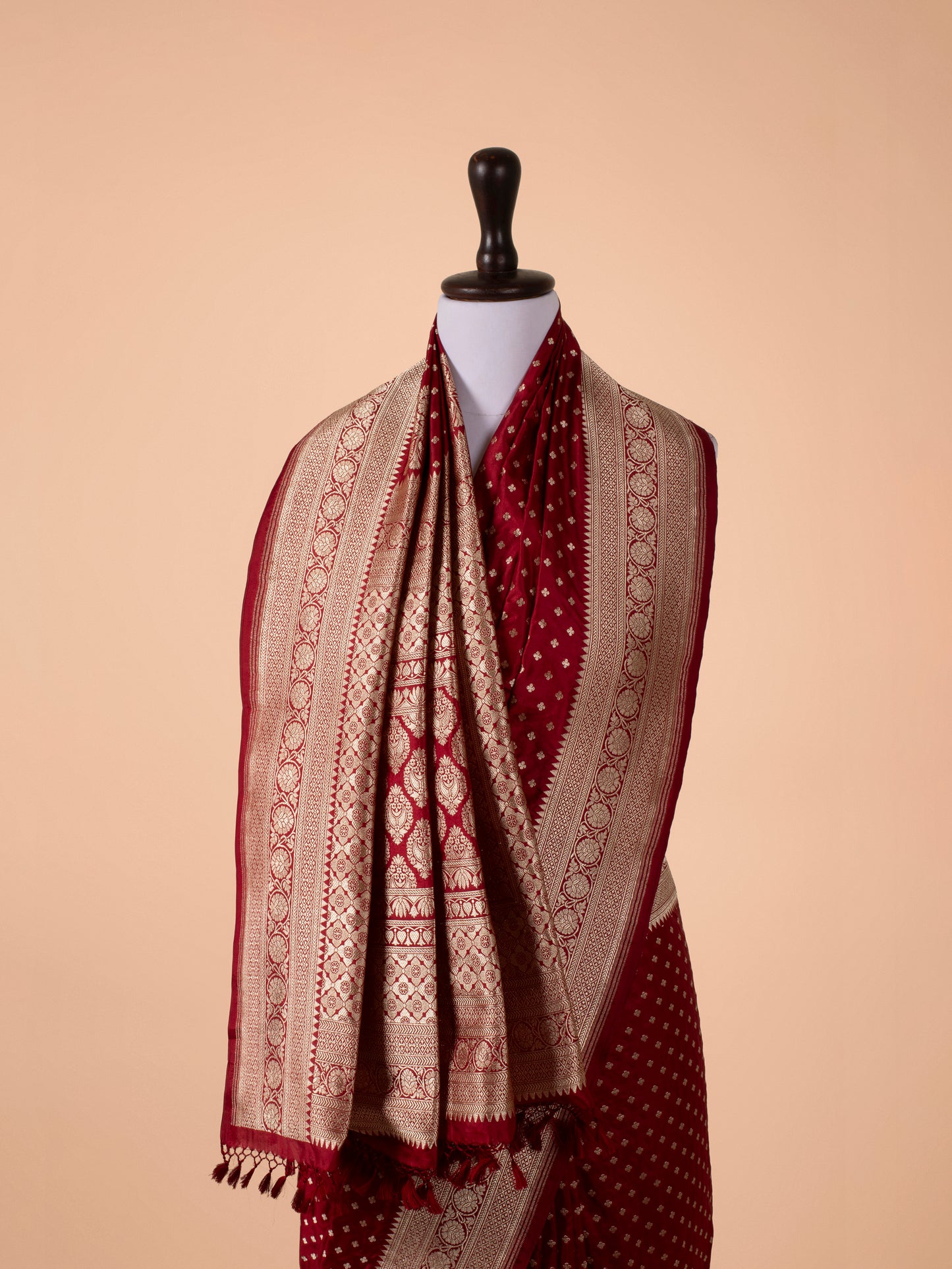 Handwoven Maroon Silk Saree