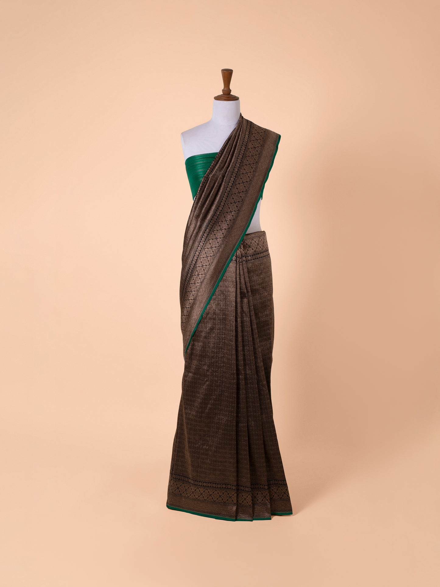 Handwoven Bottle Green Silk Saree