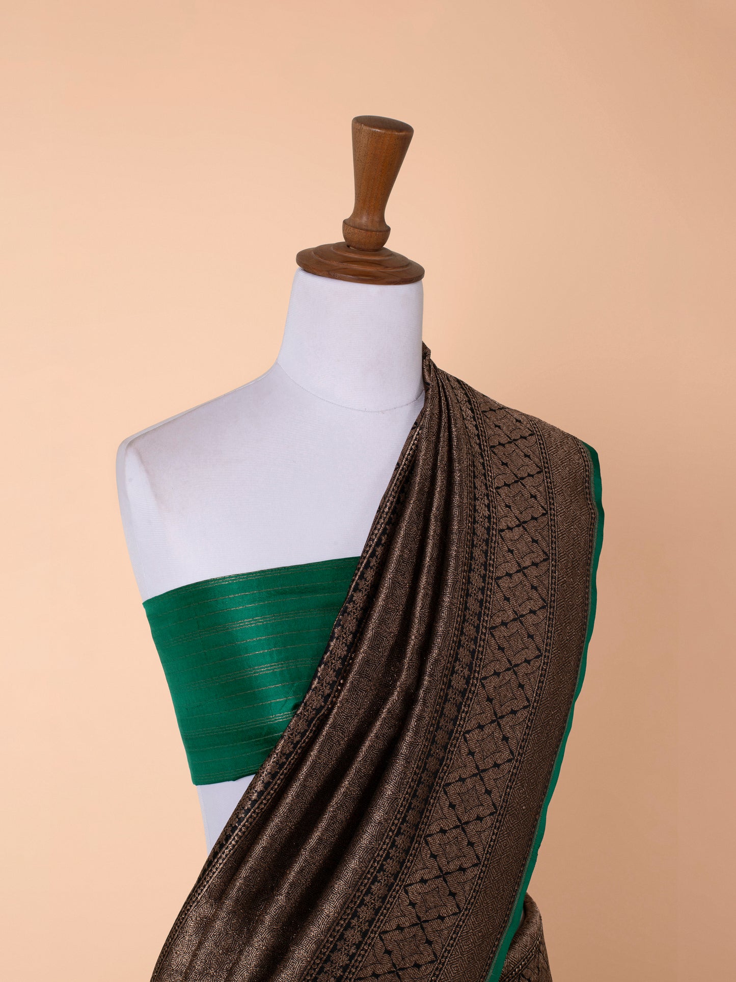 Handwoven Bottle Green Silk Saree