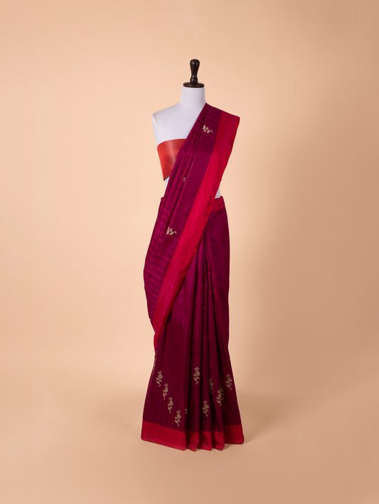 Handwoven Magenta Silk Saree