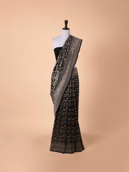 Handwoven Black Georgette Saree