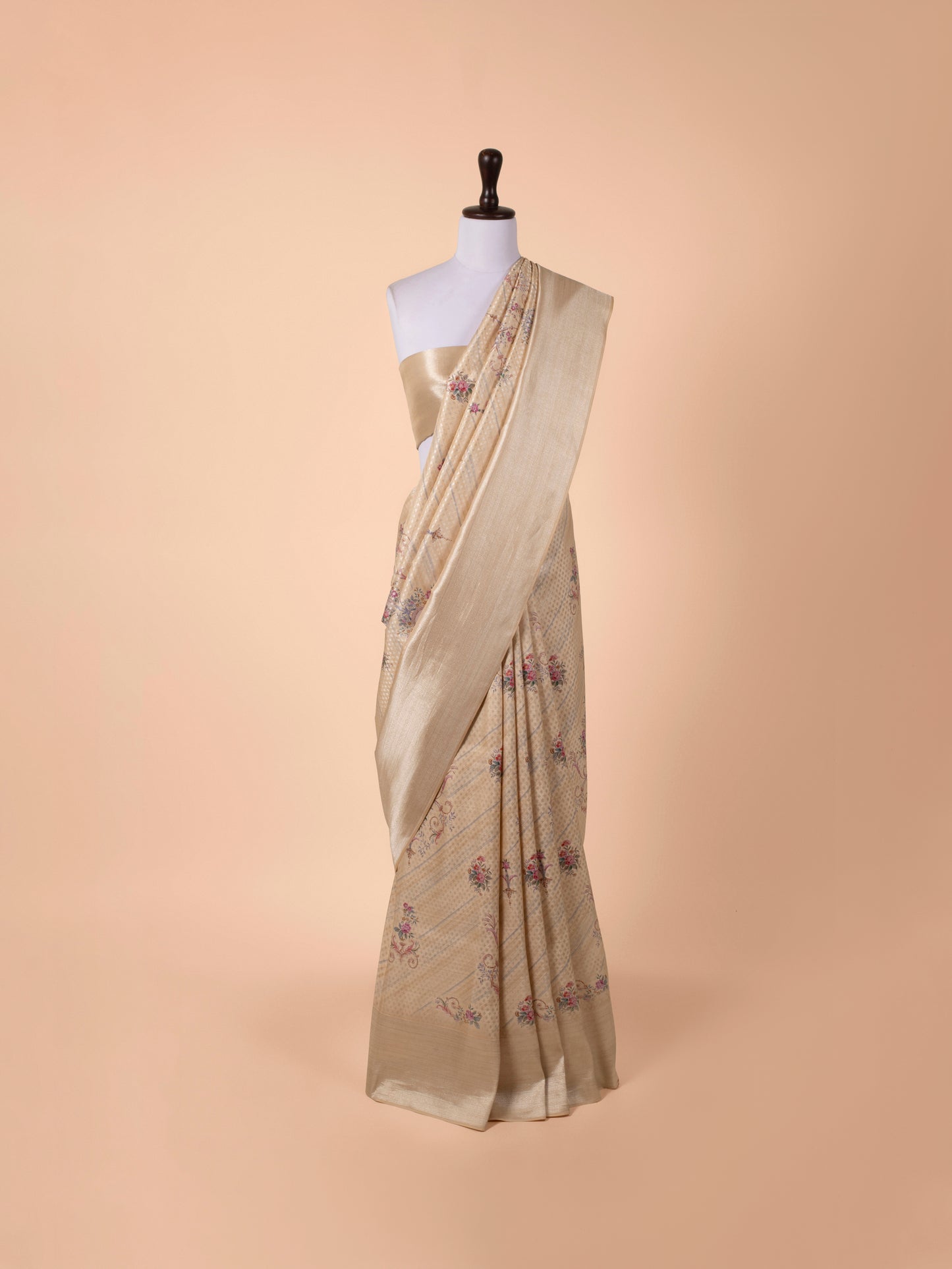 Handwoven Beige Kanjivaram Saree