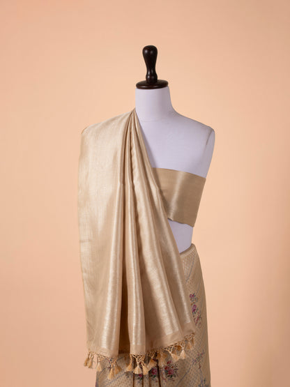 Handwoven Beige Kanjivaram Saree