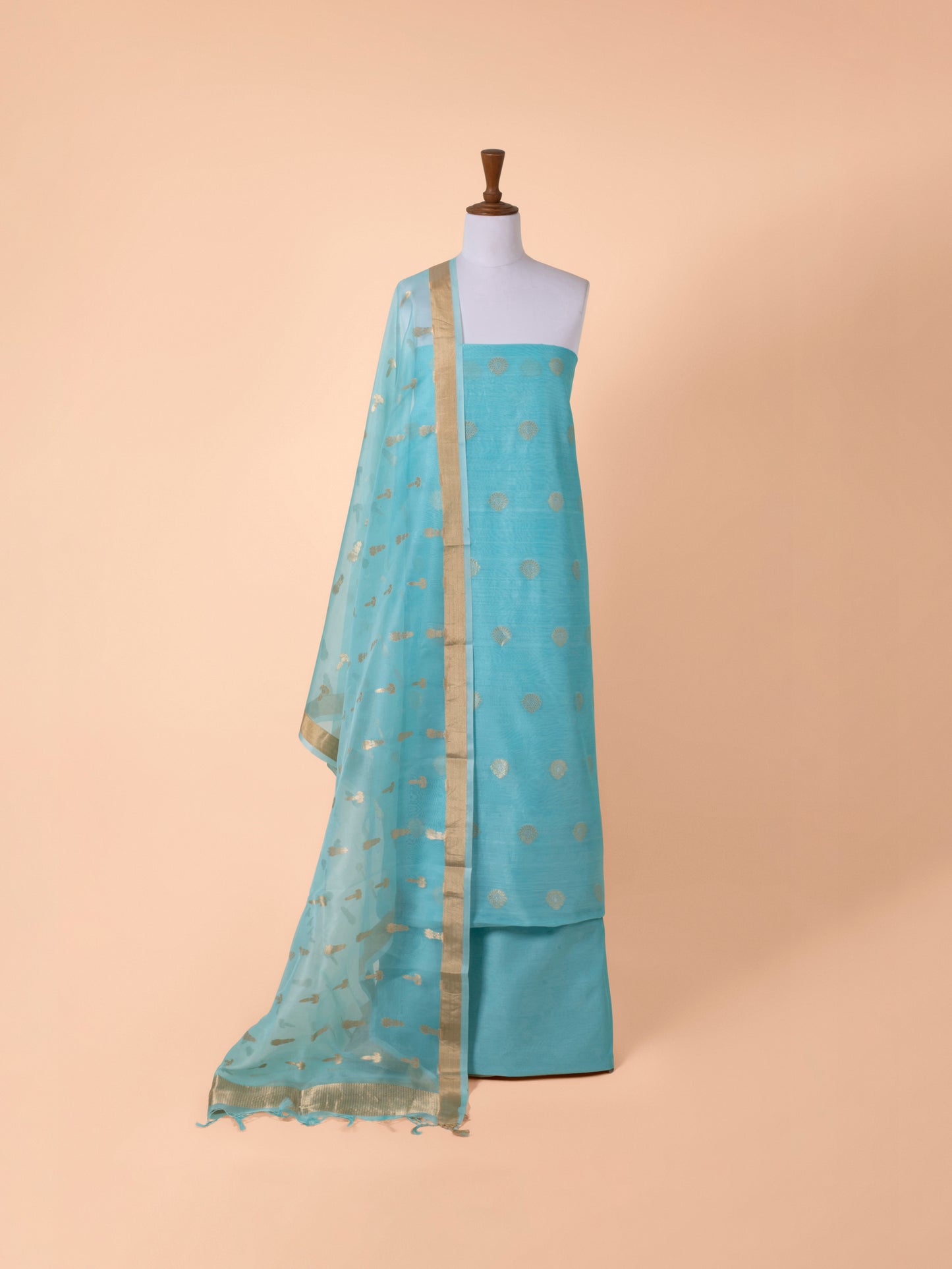 Handwoven Blue Chanderi Suit Piece