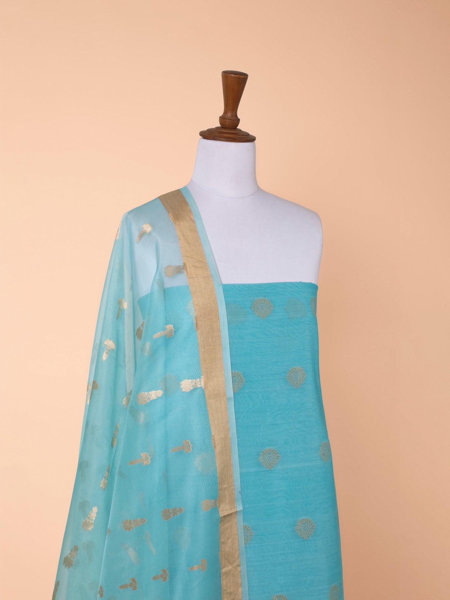 Handwoven Blue Chanderi Suit Piece