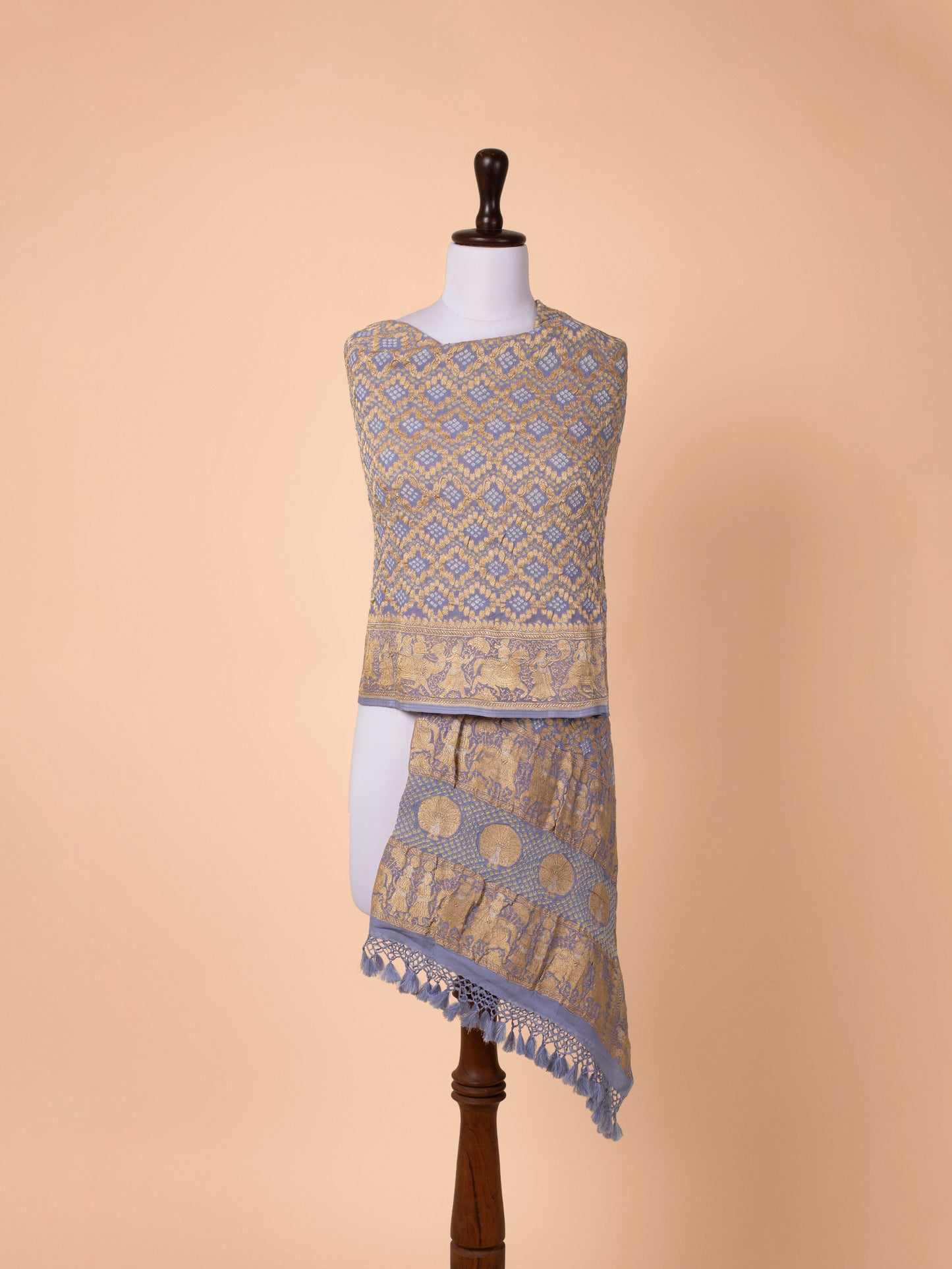 Handwoven Blue Georgette Dupatta