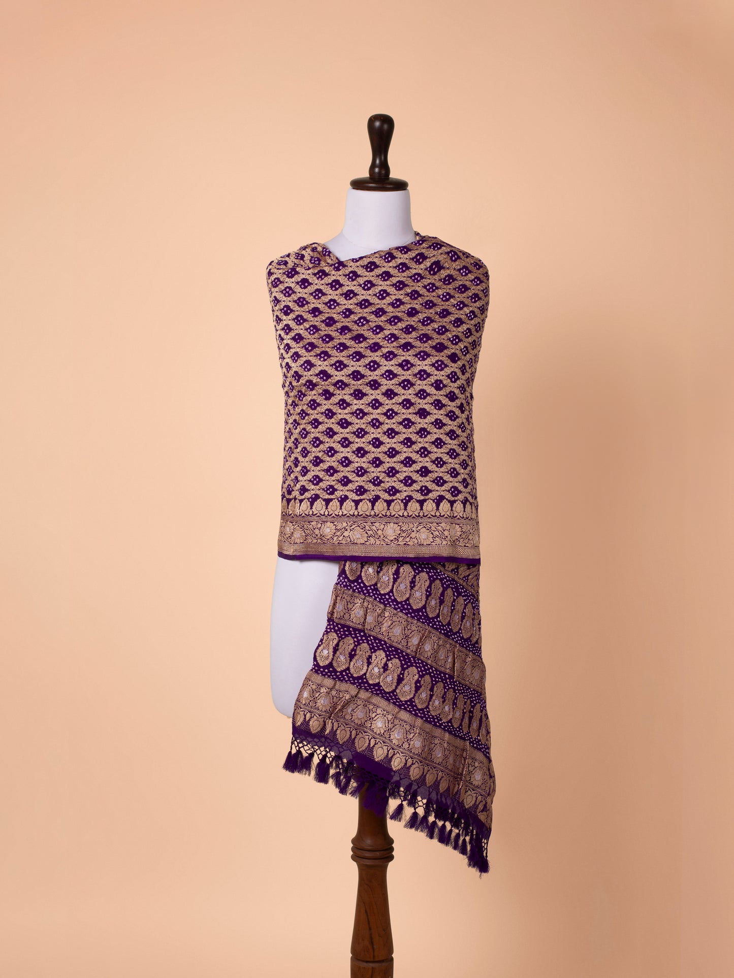 Handwoven Purple Bandhani Georgette Dupatta