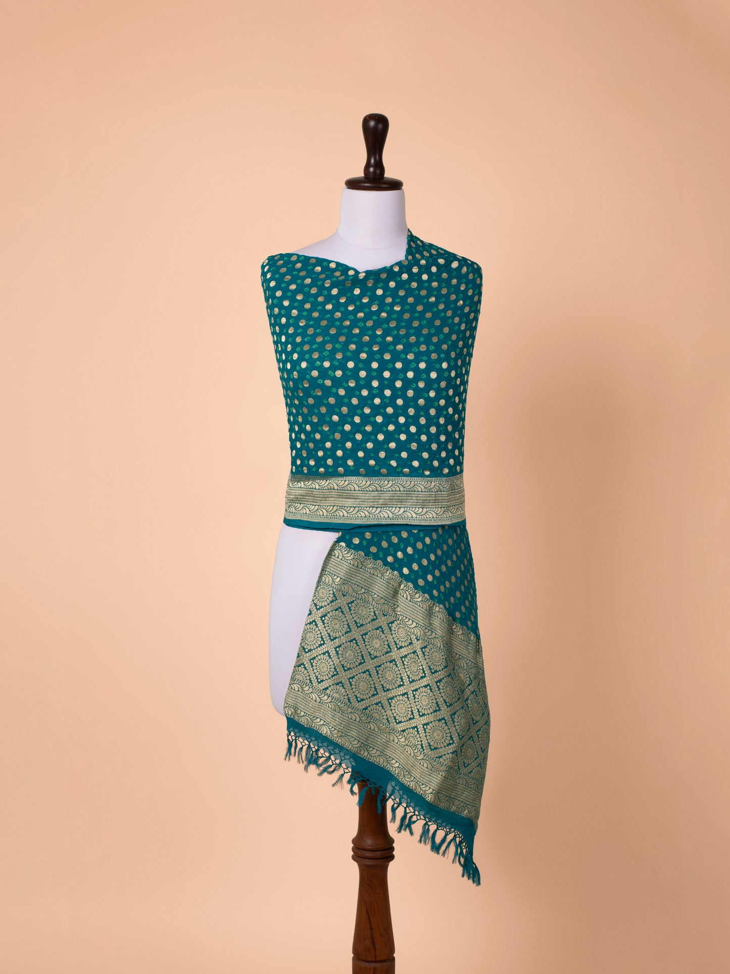 Handwoven Aqua Green Georgette Dupatta