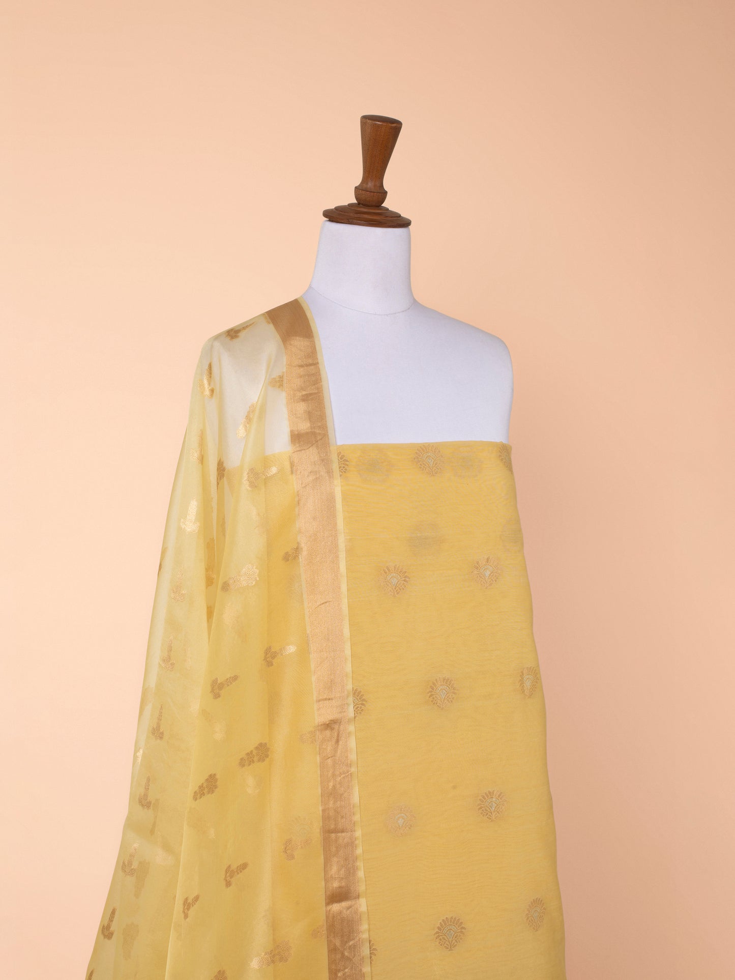 Handwoven Yellow Chanderi Suit Piece