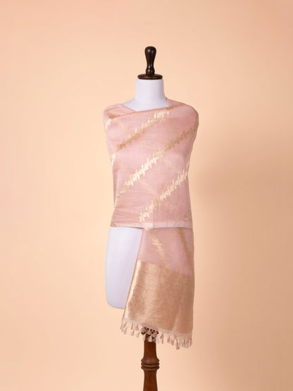 Handwoven Peach Organza Dupatta