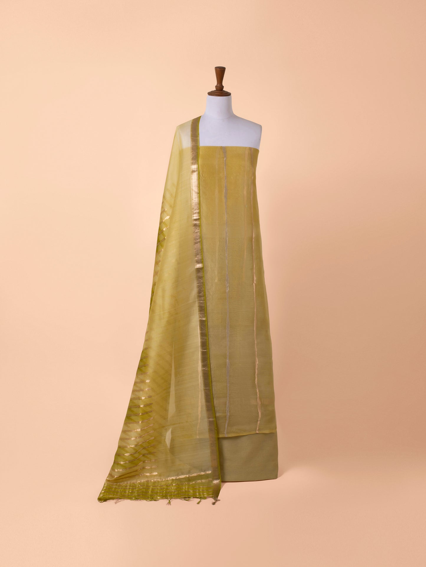 Handwoven Green Organza Suit Piece