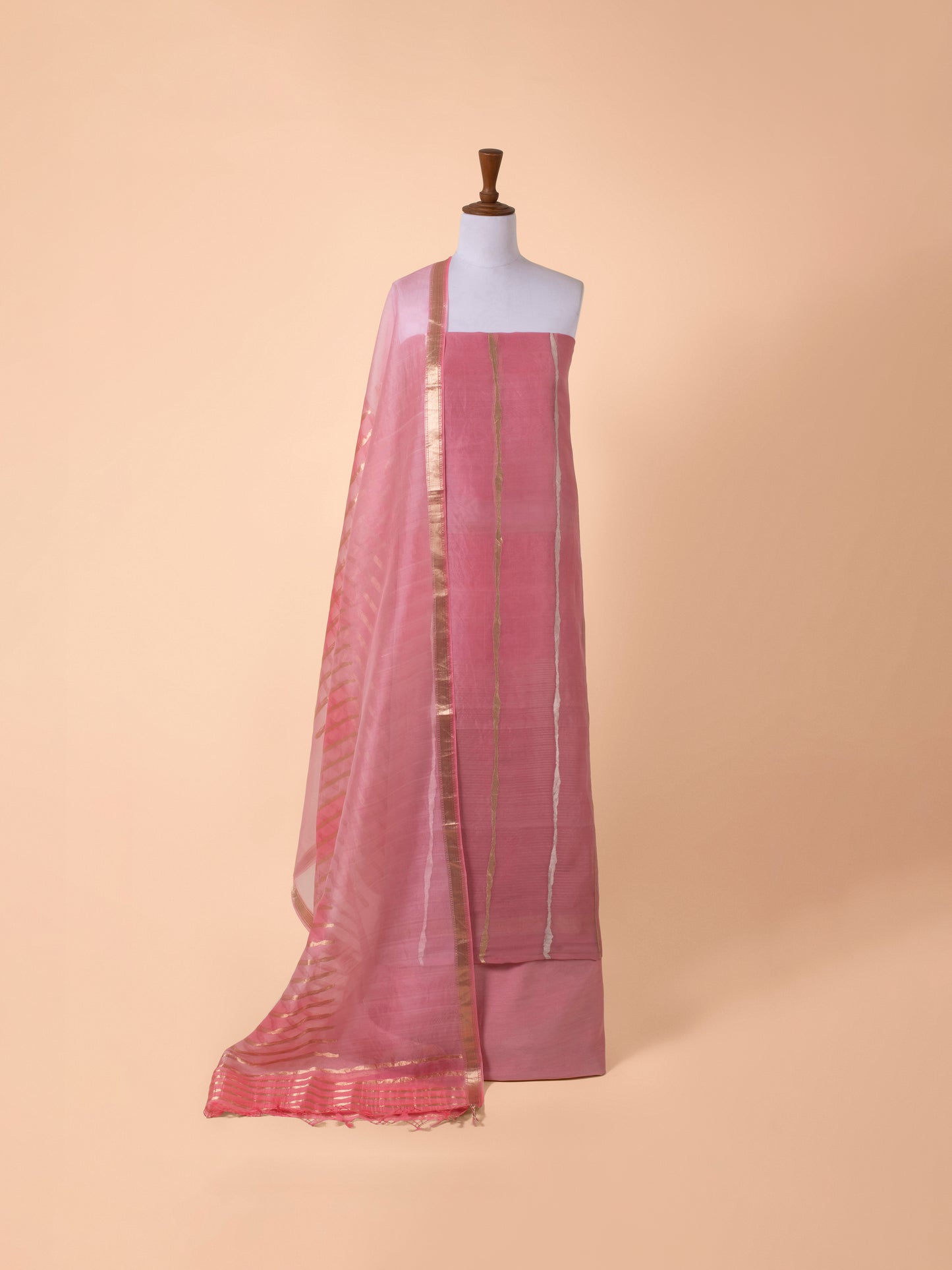 Handwoven Pink Organza Suit Piece