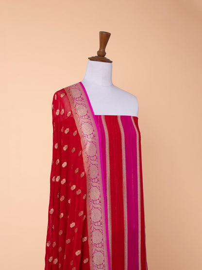 Handwoven Red Georgette Suit Piece