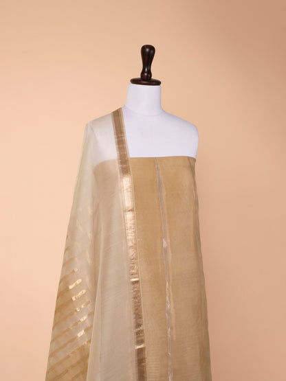 Handwoven Beige Organza Suit Piece