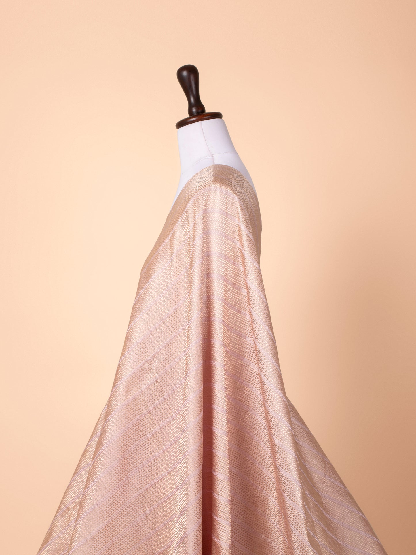 Handwoven Peach Satin Silk Fabric