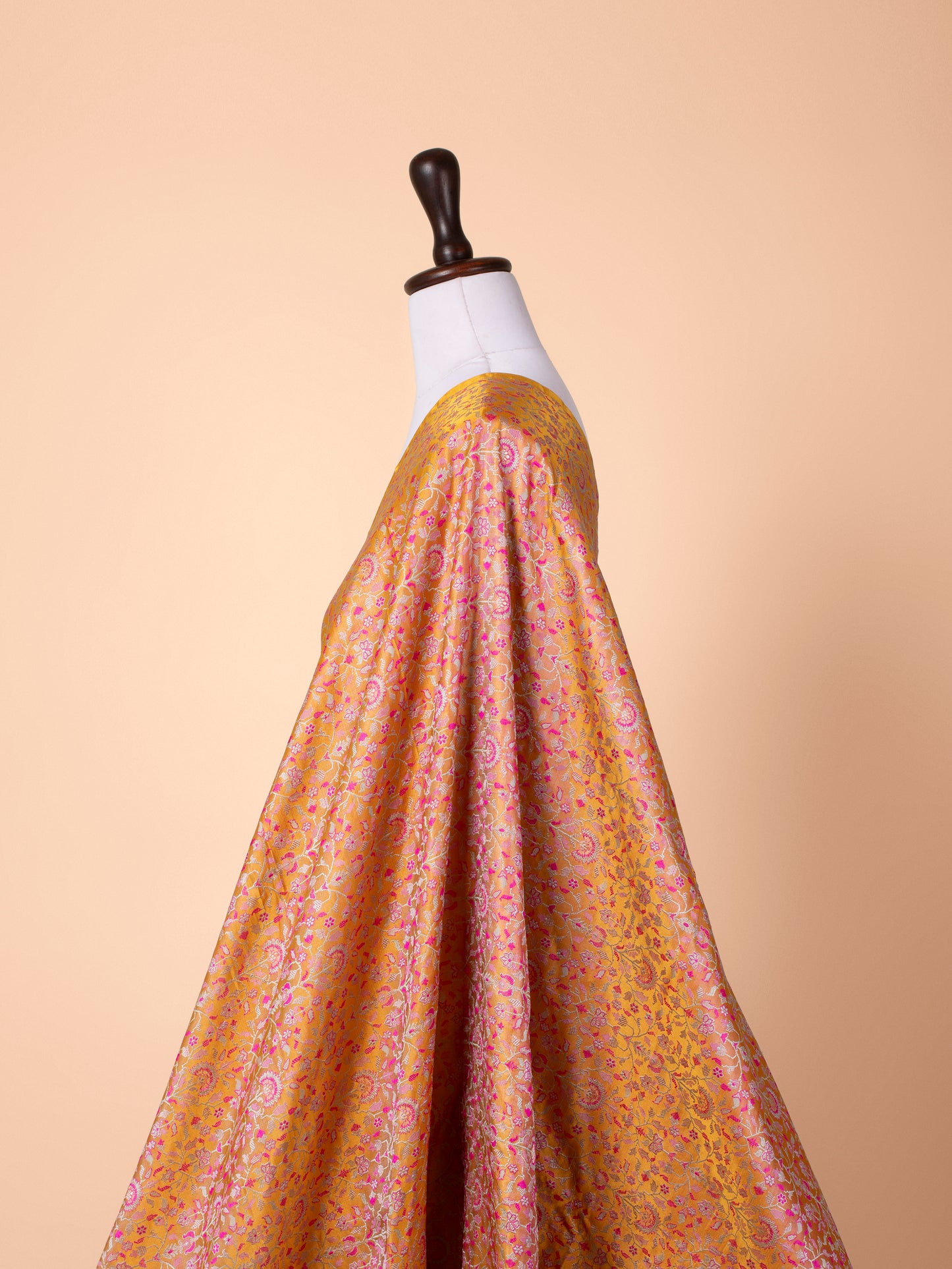 Handwoven Mustard Satin Silk Fabric