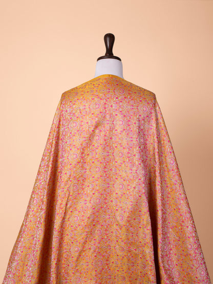 Handwoven Mustard Satin Silk Fabric